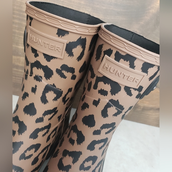 NEW Hunter low leopard matte rain boots womens size 7 - Picture 4 of 10
